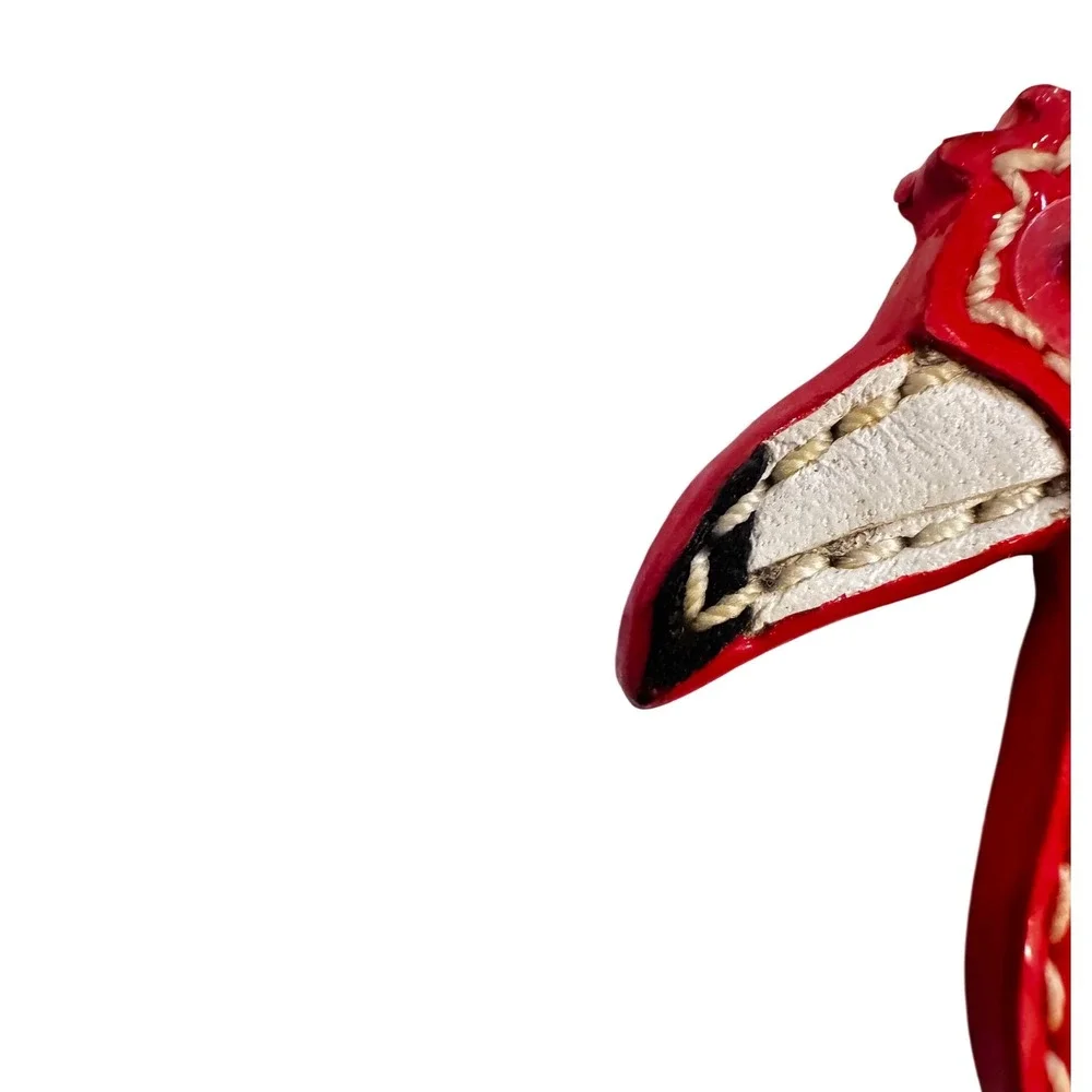 Coach Red Patent Leather Flamingo Bag Charm Keychain Silver Tone Hardware HTF - Picture 6 of 10